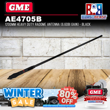 GME AE4705B UHF Heavy Duty Radome Antenna Black 6.6Dbi