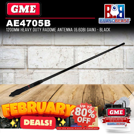 GME AE4705B UHF Heavy Duty Radome Antenna Black 6.6Dbi