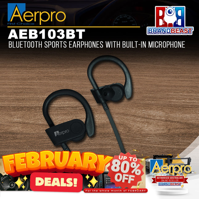 Aerpro AEB103BT Bluetooth Sports Earphones With Built-In Microphone