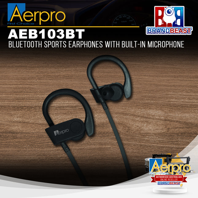 Aerpro AEB103BT Bluetooth Sports Earphones With Built-In Microphone