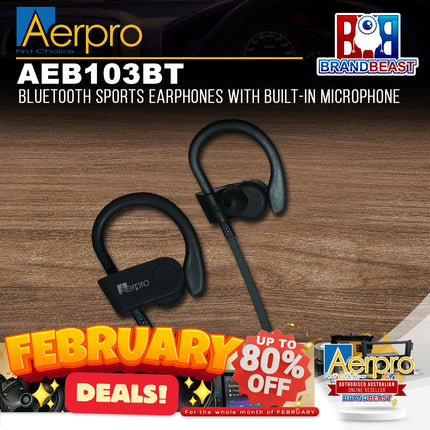 Aerpro AEB103BT Bluetooth Sports Earphones With Built-In Microphone