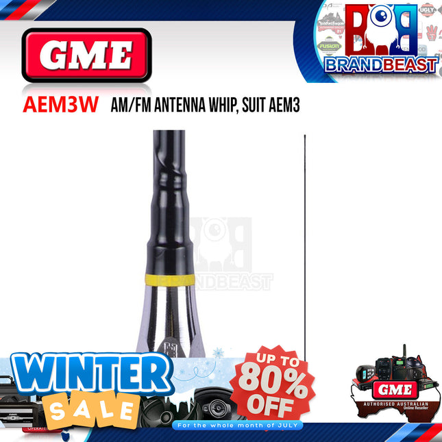 GME AEM3W 1000mm Fibreglass Antenna Whip - Suit AEM3