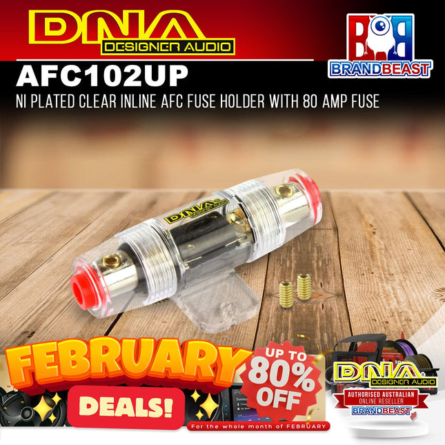 DNA AFC102UP Ni Plated Clear Inline AFC Fuse Holder With 80 Amp Fuse