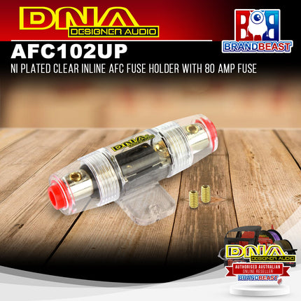 DNA AFC102UP Ni Plated Clear Inline AFC Fuse Holder With 80 Amp Fuse