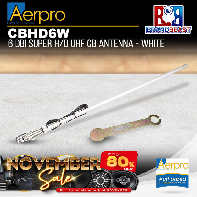 Aerpro CBHD6W 6 DBI Super H/D UHF CB Antenna White