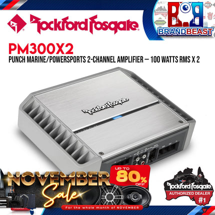 Rockford Fosgate PM300X2 Punch Marine 300 Watt 2-Channel Amplifier