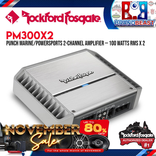 Rockford Fosgate PM300X2 Punch Marine 300 Watt 2-Channel Amplifier