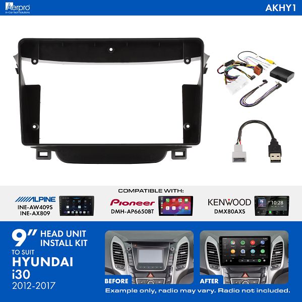 Aerpro AKHY1 Hyundai i30 2012-2017 9 Inch Head Unit Installation Kit