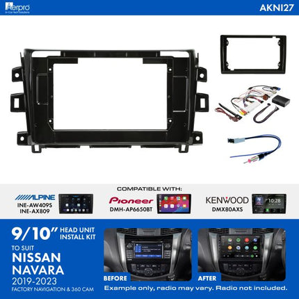 Aerpro AKNI27 9/10" Install Kit Nissan Navara 2019-2023 Nav 360