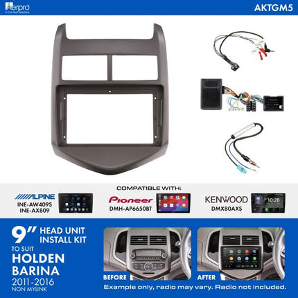 Aerpro AKTGM5 9" Install Kit Holden Barina TM 2011-2016