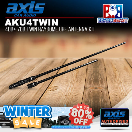 Axis AKU4TWIN 4dB + 7dB Black Raydome UHF Antenna Kit