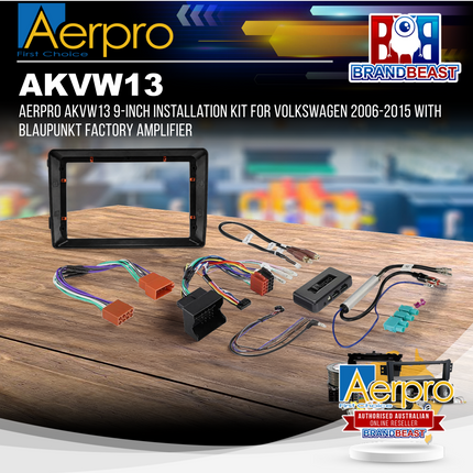 AERPRO AKVW13 9-Inch Installation Kit for Volkswagen 2006-2015 with Blaupunkt Factory Amplifier