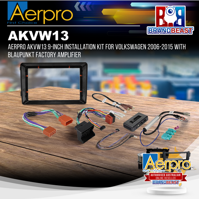 AERPRO AKVW13 9-Inch Installation Kit for Volkswagen 2006-2015 with Blaupunkt Factory Amplifier