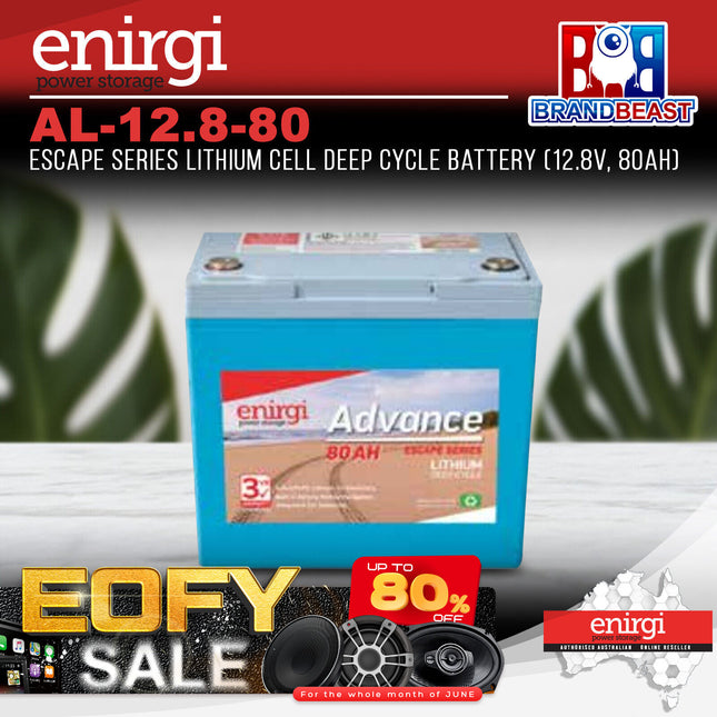 Enirgi AL-12.8-80 Escape Series Lithium Cell Deep Cycle Battery (12.8V, 80Ah)