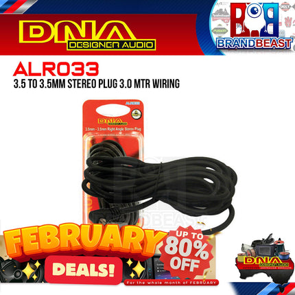 DNA ALR033 3M 3.5MM Stereo Plug To 3.5MM Right Angle Plug Audio Lead