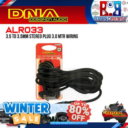 DNA ALR033 3M 3.5MM Stereo Plug To 3.5MM Right Angle Plug Audio Lead