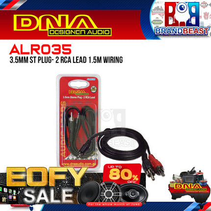 DNA ALR035 1.5m 3.5mm Stereo Plug To 2 RCA Plug Audio Lead