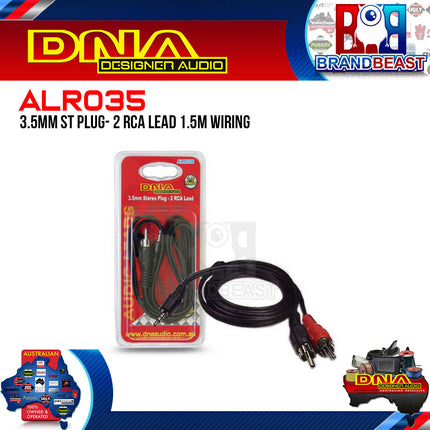 DNA ALR035 1.5m 3.5mm Stereo Plug To 2 RCA Plug Audio Lead