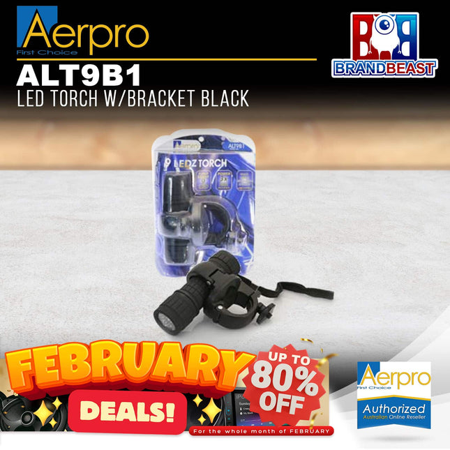 Aerpro ALT9B1 Black 9 LED Torch with Bracket