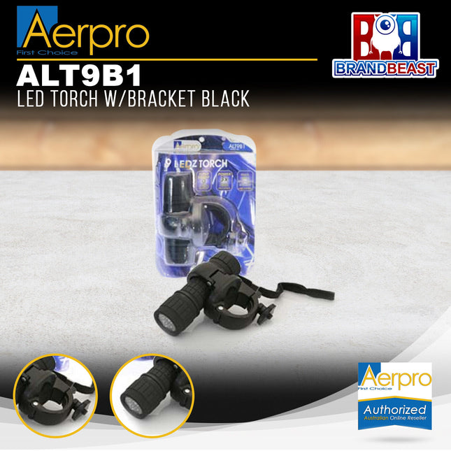 Aerpro ALT9B1 Black 9 LED Torch with Bracket