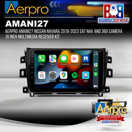 Aerpro AMANI27 Nissan Navara 2019-2023 Sat Nav and 360 Camera 10 Inch Multimedia Receiver Kit