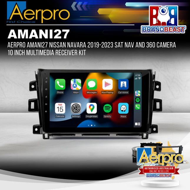 Aerpro AMANI27 Nissan Navara 2019-2023 Sat Nav and 360 Camera 10 Inch Multimedia Receiver Kit