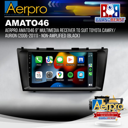 AERPRO AMATO46 9" Multimedia Receiver to Suit Toyota Camry/Aurion (2006-2011) - Non-Amplified (Black)