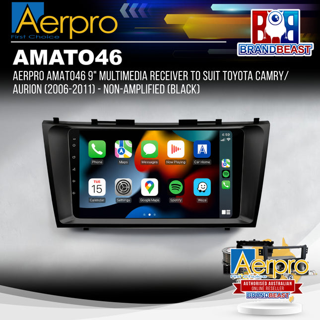 AERPRO AMATO46 9" Multimedia Receiver to Suit Toyota Camry/Aurion (2006-2011) - Non-Amplified (Black)