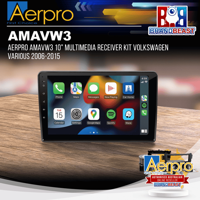 Aerpro AMAVW3 10" Multimedia Receiver Kit Volkswagen Various 2006-2015