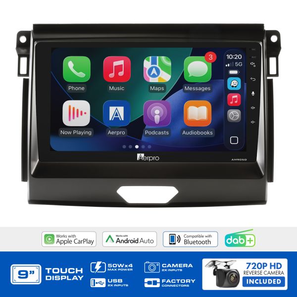 Aerpro AMDFO3 9" Wireless CarPlay Ford Ranger Everest 2015-18