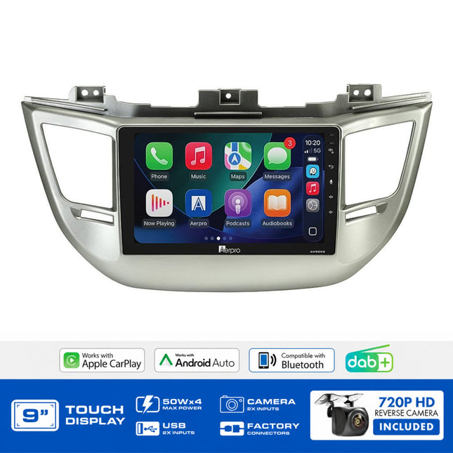 Aerpro AMDHY12 Hyundai Tucson 2017-2018 9" Head Unit Kit Wireless CarPlay DAB+ Nav