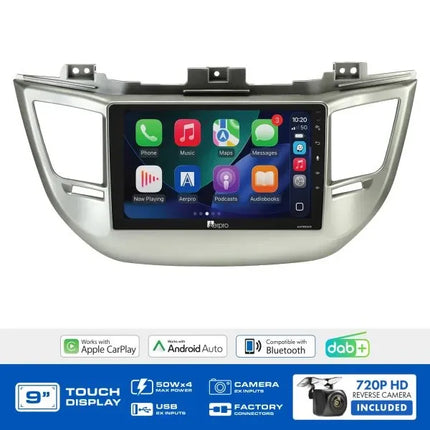 Aerpro AMDHY12 Hyundai Tucson 2017-2018 9" Head Unit Kit Wireless CarPlay DAB+ Nav