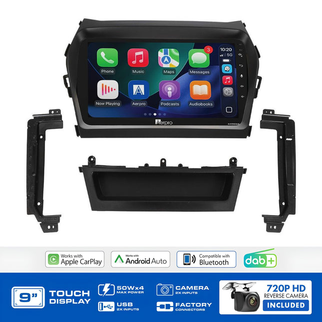 Aerpro AMDHY25 9" Wireless CarPlay Android Auto DAB+ Hyundai Santa Fe 2013-2018