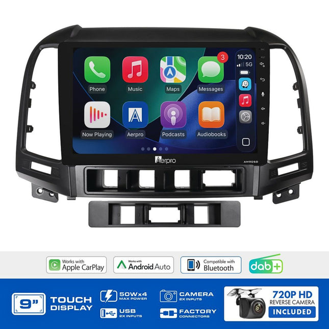 Aerpro AMDHY5 9" Wireless CarPlay Android Auto DAB+ Hyundai Santa Fe 2009-2012