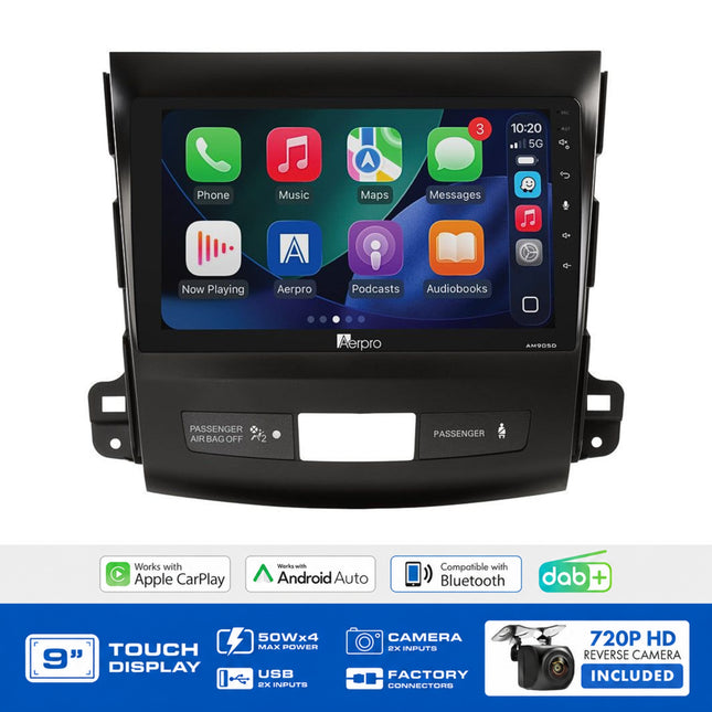 Aerpro AMDMB12 9" Multimedia Receiver Outlander Peugeot 4007