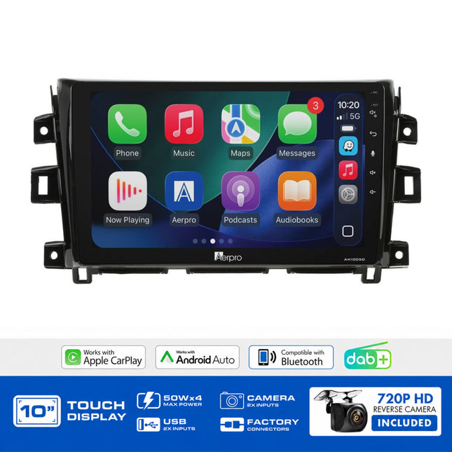 Aerpro AMDNI27 Nissan Navara 2019-2023 10" Head Unit CarPlay DAB+ 360 Camera Sat Nav