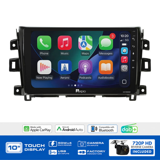Aerpro AMDNI3 Nissan Navara 2018-2019 10" Head Unit CarPlay DAB+ Factory Nav 360 Camera