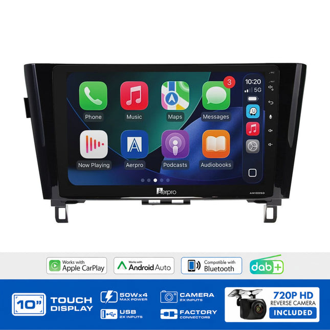 Aerpro AMDNI5 Nissan Qashqai X-Trail 2014-2020 10" Head Unit CarPlay 360 Camera Nav