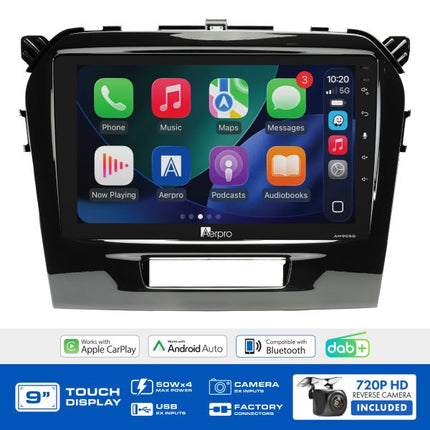 Aerpro AMDSZ5 Suzuki Vitara 2015-On 9" Head Unit Wireless CarPlay DAB+ Camera USB