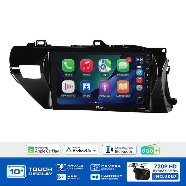 Aerpro AMDTO3 Toyota Hilux 2020-On 10" Head Unit Wireless CarPlay DAB+ Non-Amplified