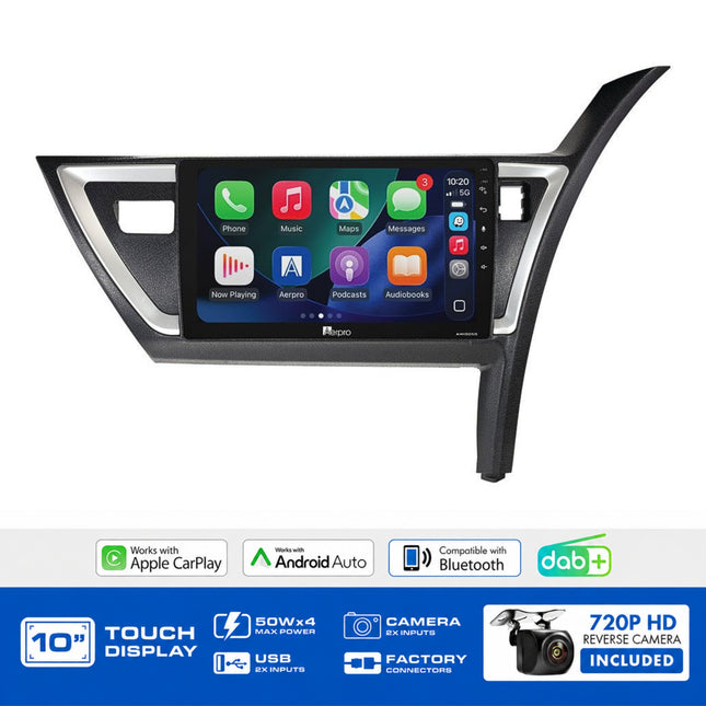 Aerpro AMDTO39 Toyota Corolla Hatch 2012-2015 10" Head Unit CarPlay DAB+ USB AUX