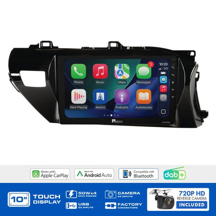 Aerpro AMDTO4 Toyota Hilux 2020-On 10" Head Unit CarPlay DAB+ JBL 360 Camera Amp