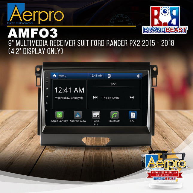 Aerpro AMFO3 9" Multimedia Receiver Suit Ford Ranger PX2 2015 - 2018