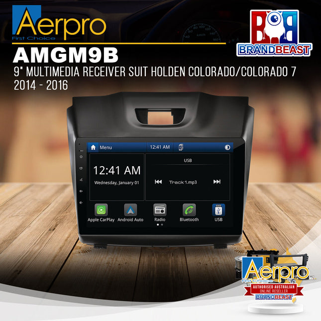 Aerpro AMGM9B 9" Multimedia Receiver Suit Holden Colorado/Colorado 7 2014 - 2016