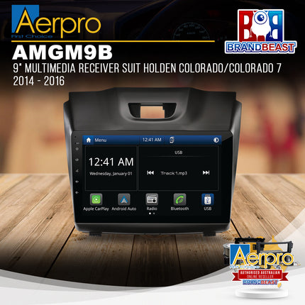 Aerpro AMGM9B 9" Multimedia Receiver Suit Holden Colorado/Colorado 7 2014 - 2016