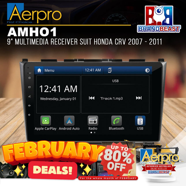 Aerpro AMHO1 9" Multimedia Receiver Suit Honda CRV 2007 - 2011