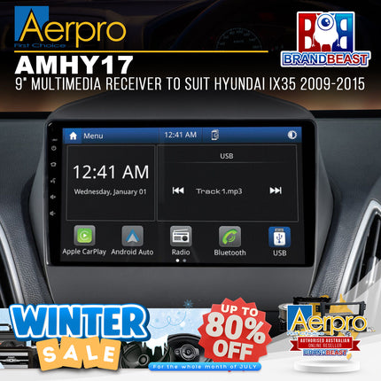 Aerpro AMHY17 9" Multimedia Receiver Suit Hyundai iX35 2009 - 2015