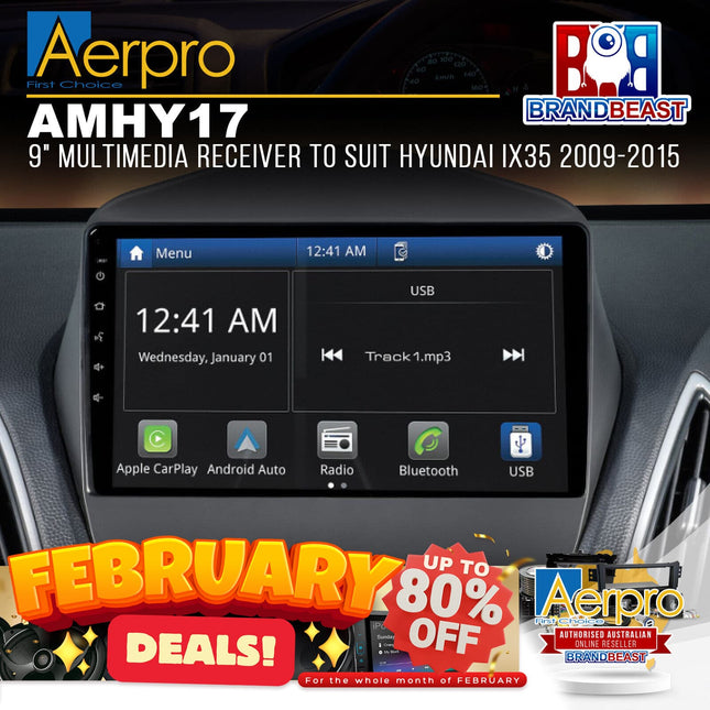 Aerpro AMHY17 9" Multimedia Receiver Suit Hyundai iX35 2009 - 2015