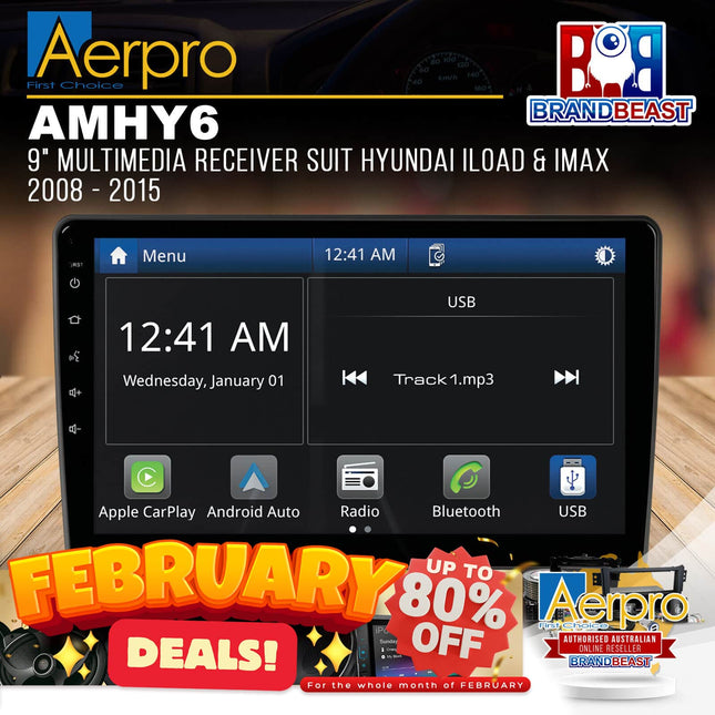 Aerpro AMHY6 9" Multimedia Receiver Suit Hyundai iLoad & iMax 2008 - 2015