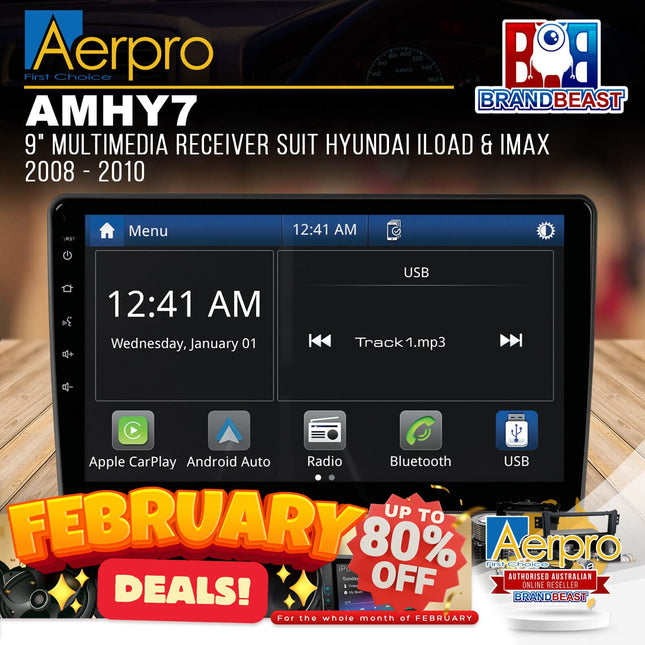 Aerpro AMHY7 9" Multimedia Receiver Suit Hyundai iLoad & iMax 2008 - 2010